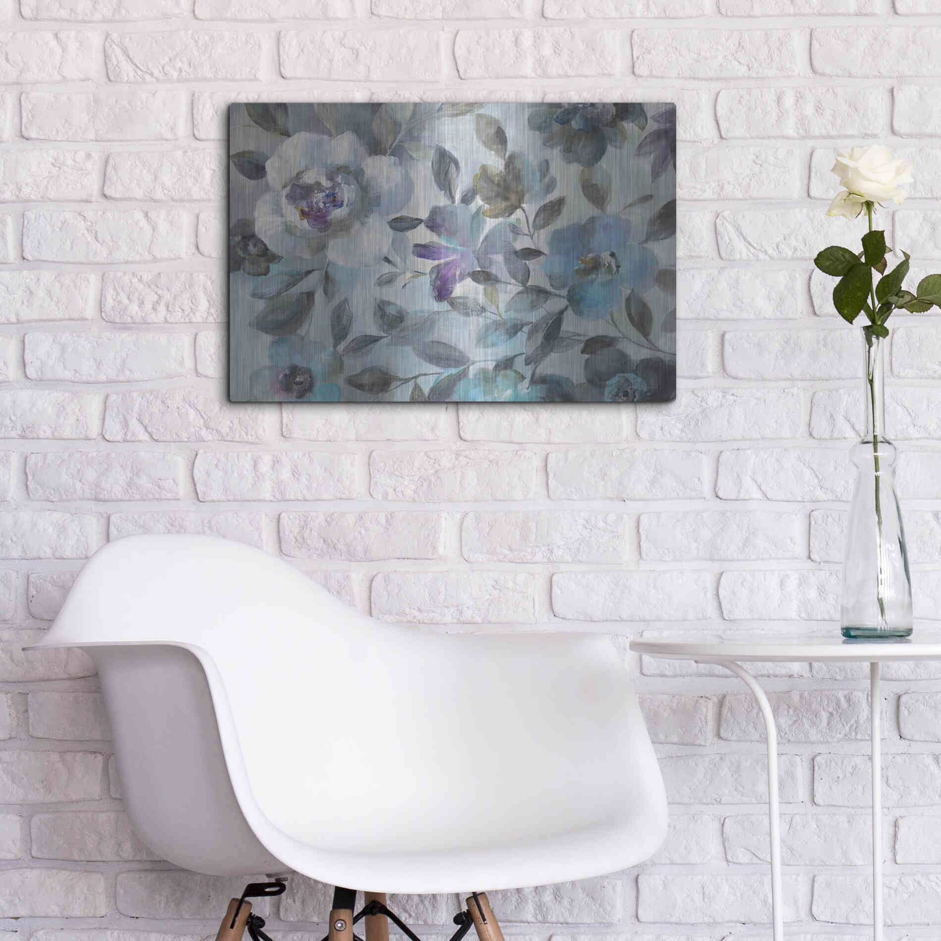 Luxe Metal Art 'Twilight Flowers Crop' by Danhui Nai, Metal Wall Art,24x16