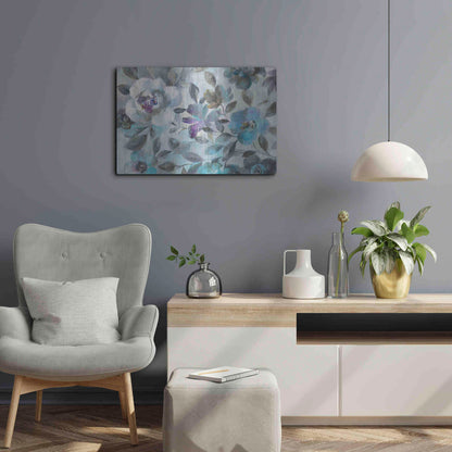 Luxe Metal Art 'Twilight Flowers Crop' by Danhui Nai, Metal Wall Art,24x16