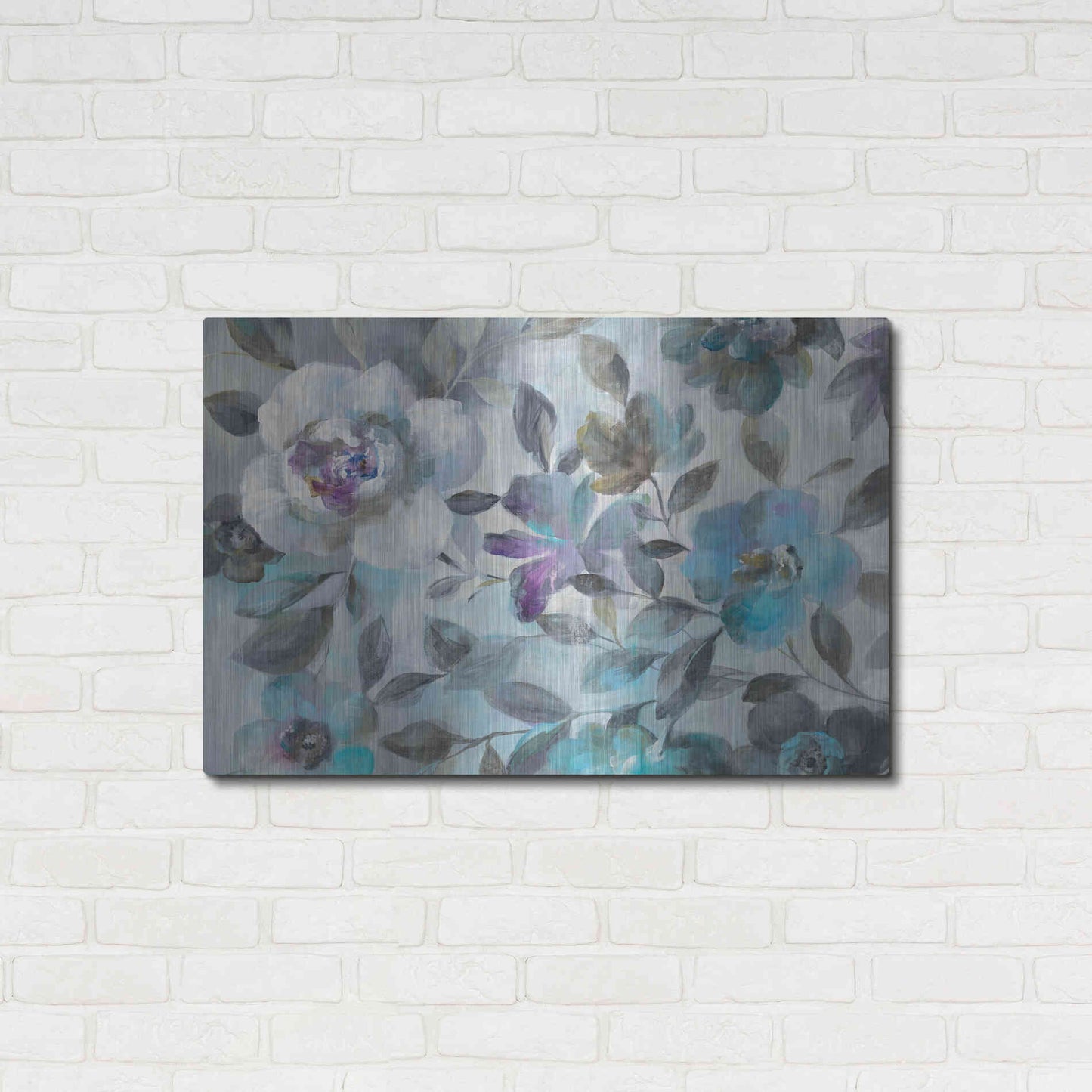 Luxe Metal Art 'Twilight Flowers Crop' by Danhui Nai, Metal Wall Art,36x24
