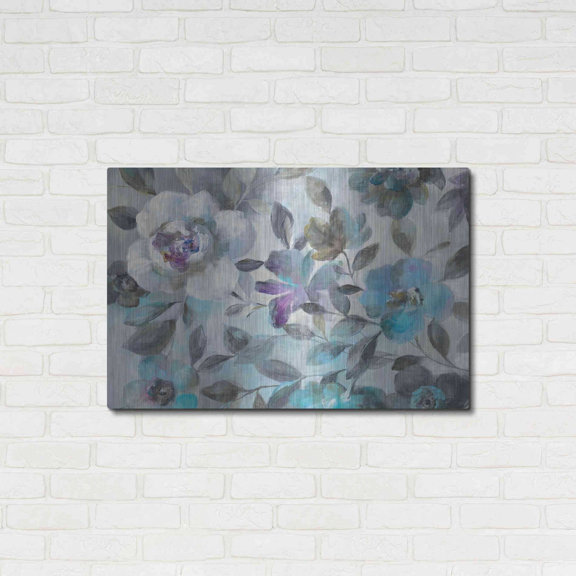 Luxe Metal Art 'Twilight Flowers Crop' by Danhui Nai, Metal Wall Art,36x24