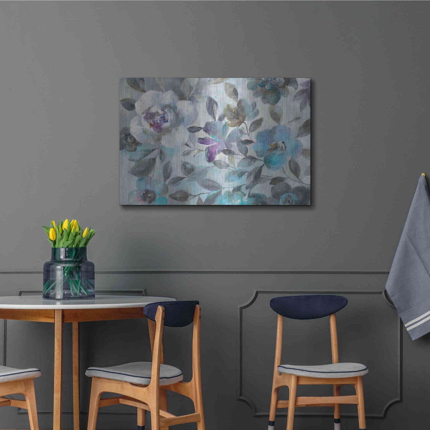 Luxe Metal Art 'Twilight Flowers Crop' by Danhui Nai, Metal Wall Art,36x24