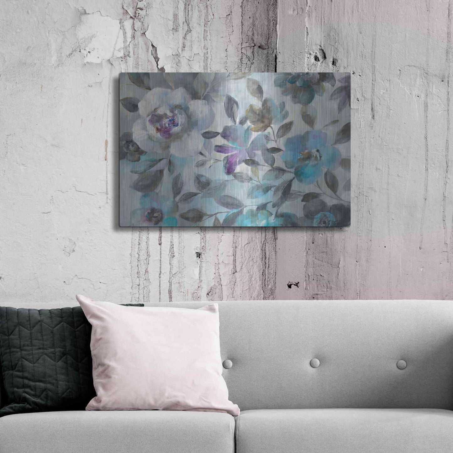 Luxe Metal Art 'Twilight Flowers Crop' by Danhui Nai, Metal Wall Art,36x24