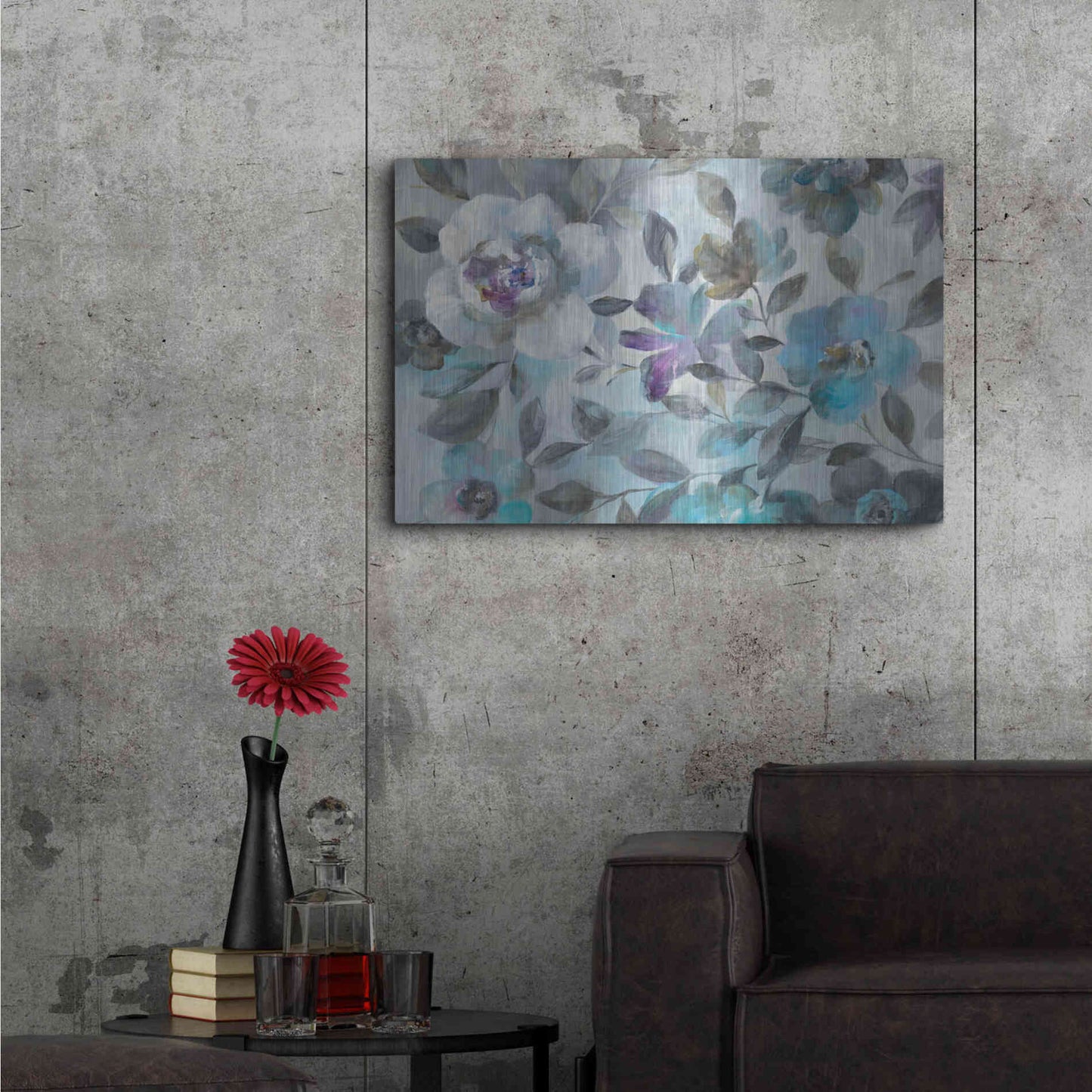 Luxe Metal Art 'Twilight Flowers Crop' by Danhui Nai, Metal Wall Art,36x24