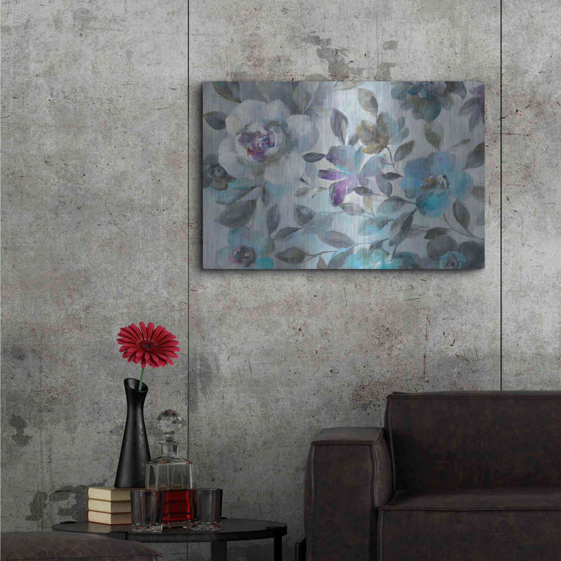 Luxe Metal Art 'Twilight Flowers Crop' by Danhui Nai, Metal Wall Art,36x24