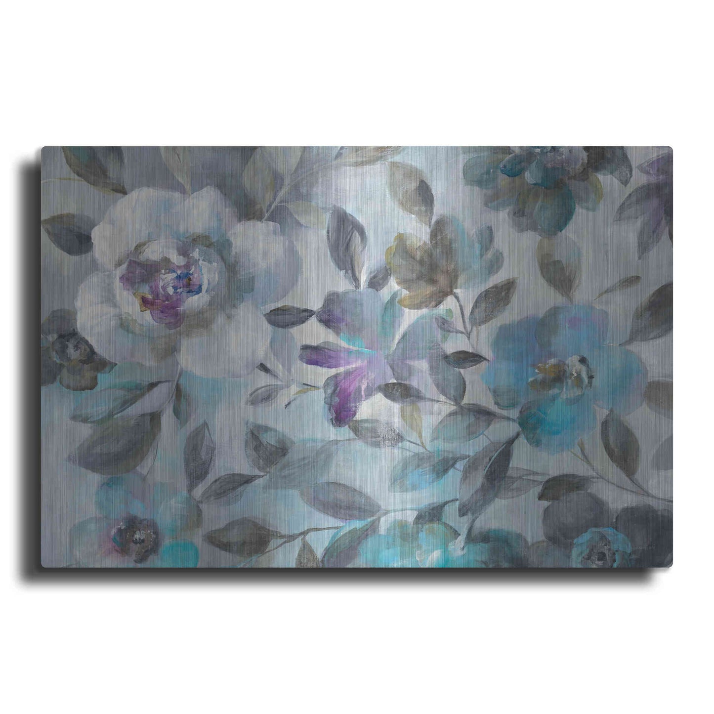 Luxe Metal Art 'Twilight Flowers Crop' by Danhui Nai, Metal Wall Art