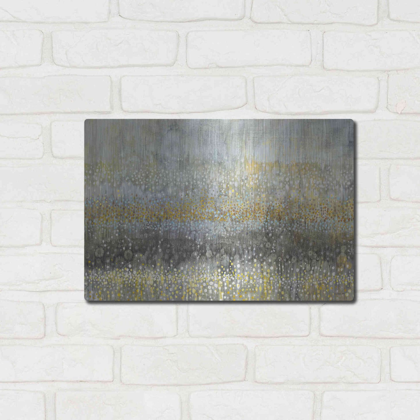 Luxe Metal Art 'Rain Abstract II Crop' by Danhui Nai, Metal Wall Art,16x12