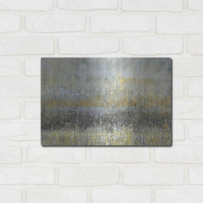 Luxe Metal Art 'Rain Abstract II Crop' by Danhui Nai, Metal Wall Art,16x12