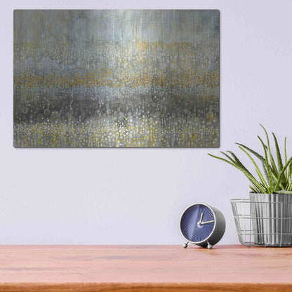Luxe Metal Art 'Rain Abstract II Crop' by Danhui Nai, Metal Wall Art,16x12
