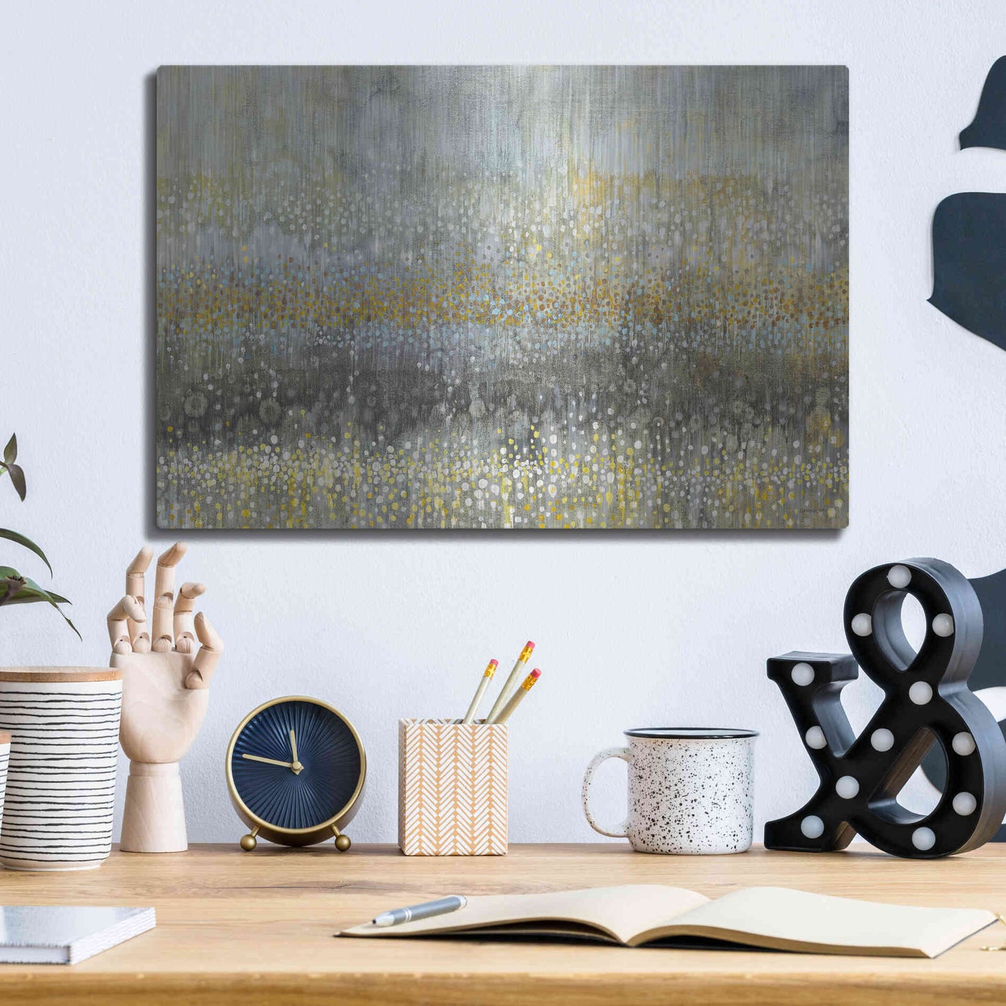 Luxe Metal Art 'Rain Abstract II Crop' by Danhui Nai, Metal Wall Art,16x12