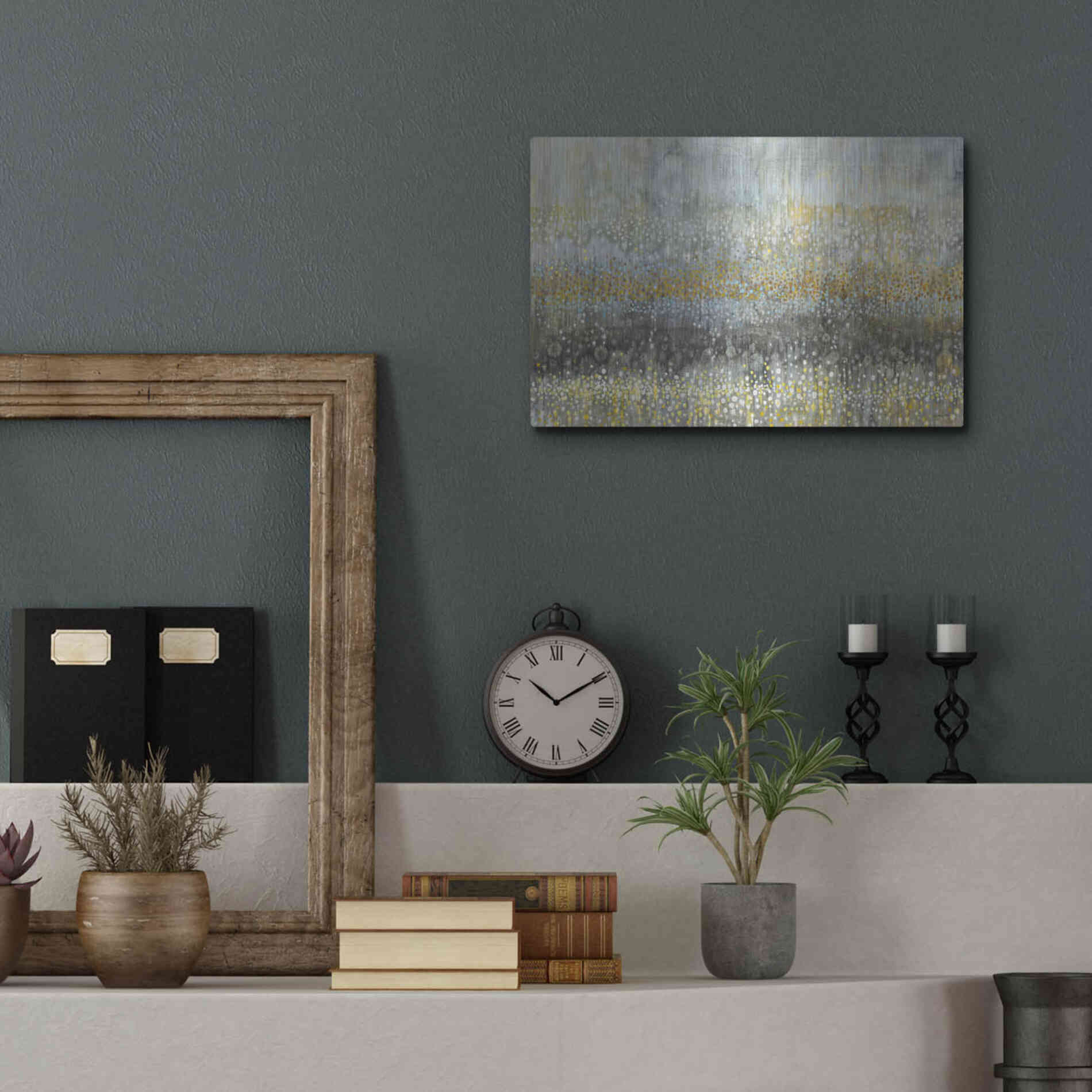 Luxe Metal Art 'Rain Abstract II Crop' by Danhui Nai, Metal Wall Art,16x12