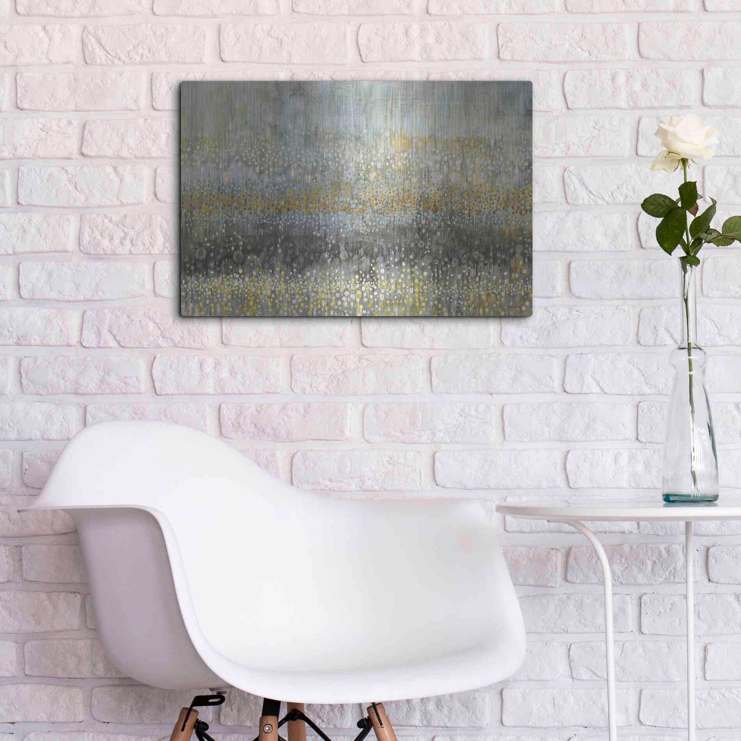 Luxe Metal Art 'Rain Abstract II Crop' by Danhui Nai, Metal Wall Art,24x16