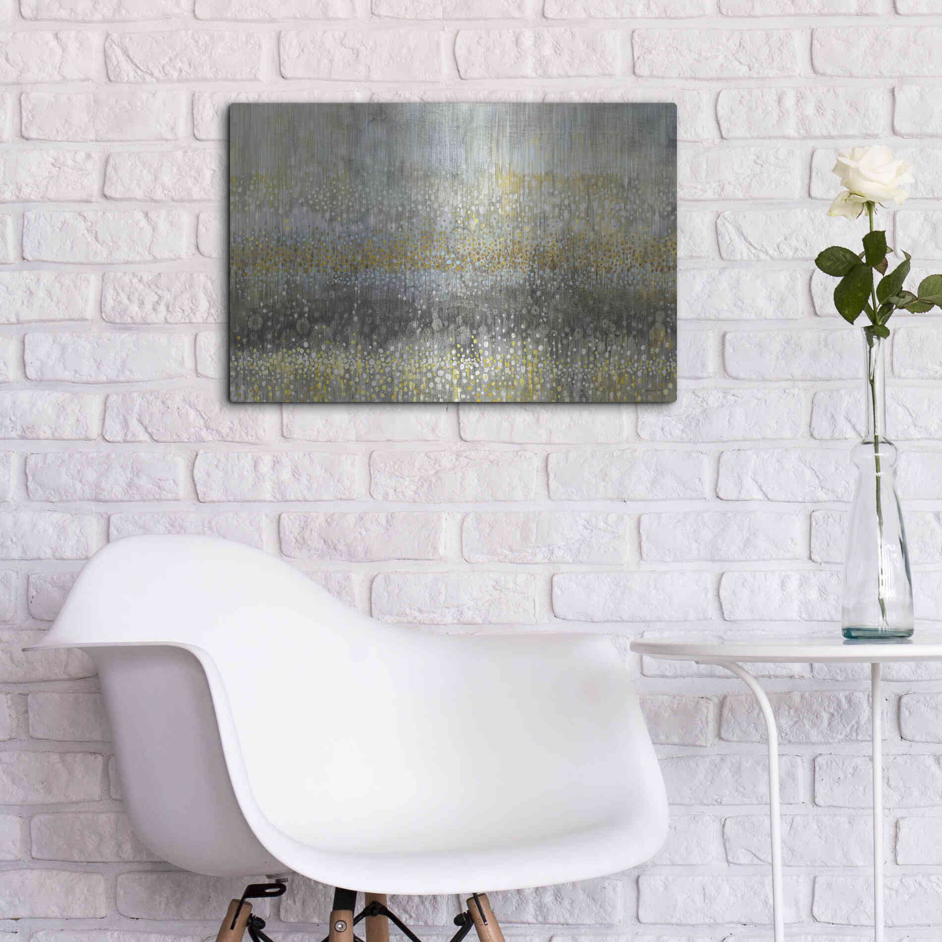 Luxe Metal Art 'Rain Abstract II Crop' by Danhui Nai, Metal Wall Art,24x16
