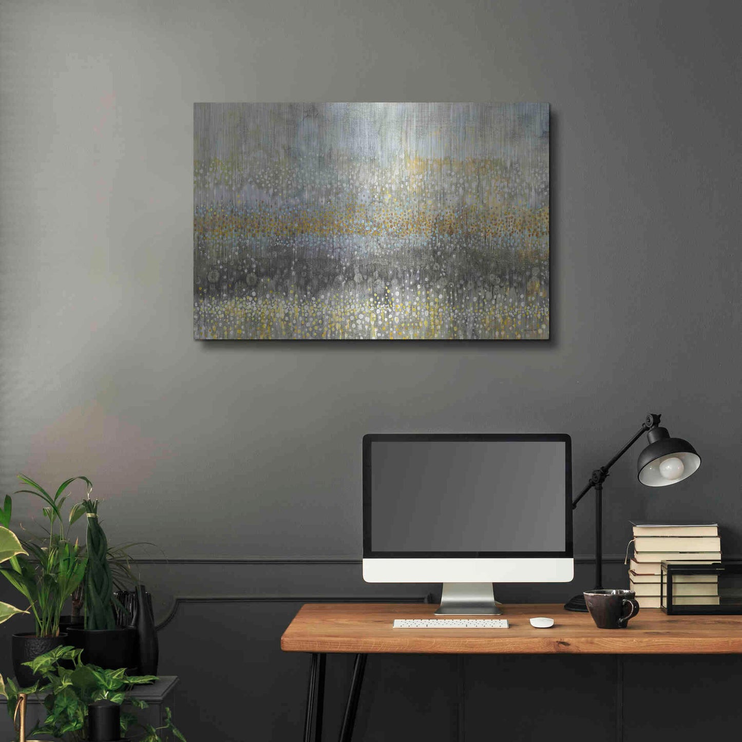 Luxe Metal Art 'Rain Abstract II Crop' by Danhui Nai, Metal Wall Art,36x24