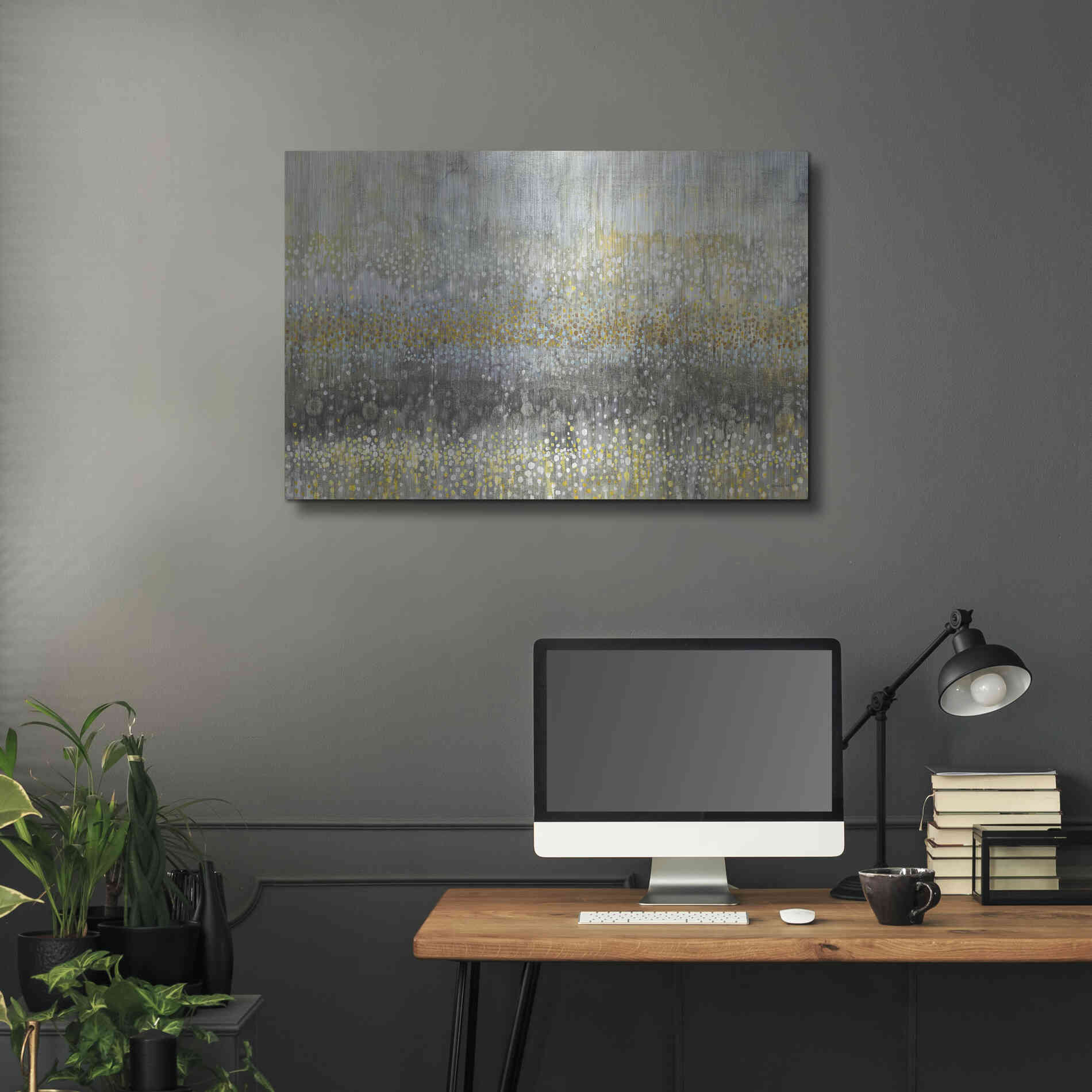 Luxe Metal Art 'Rain Abstract II Crop' by Danhui Nai, Metal Wall Art,36x24