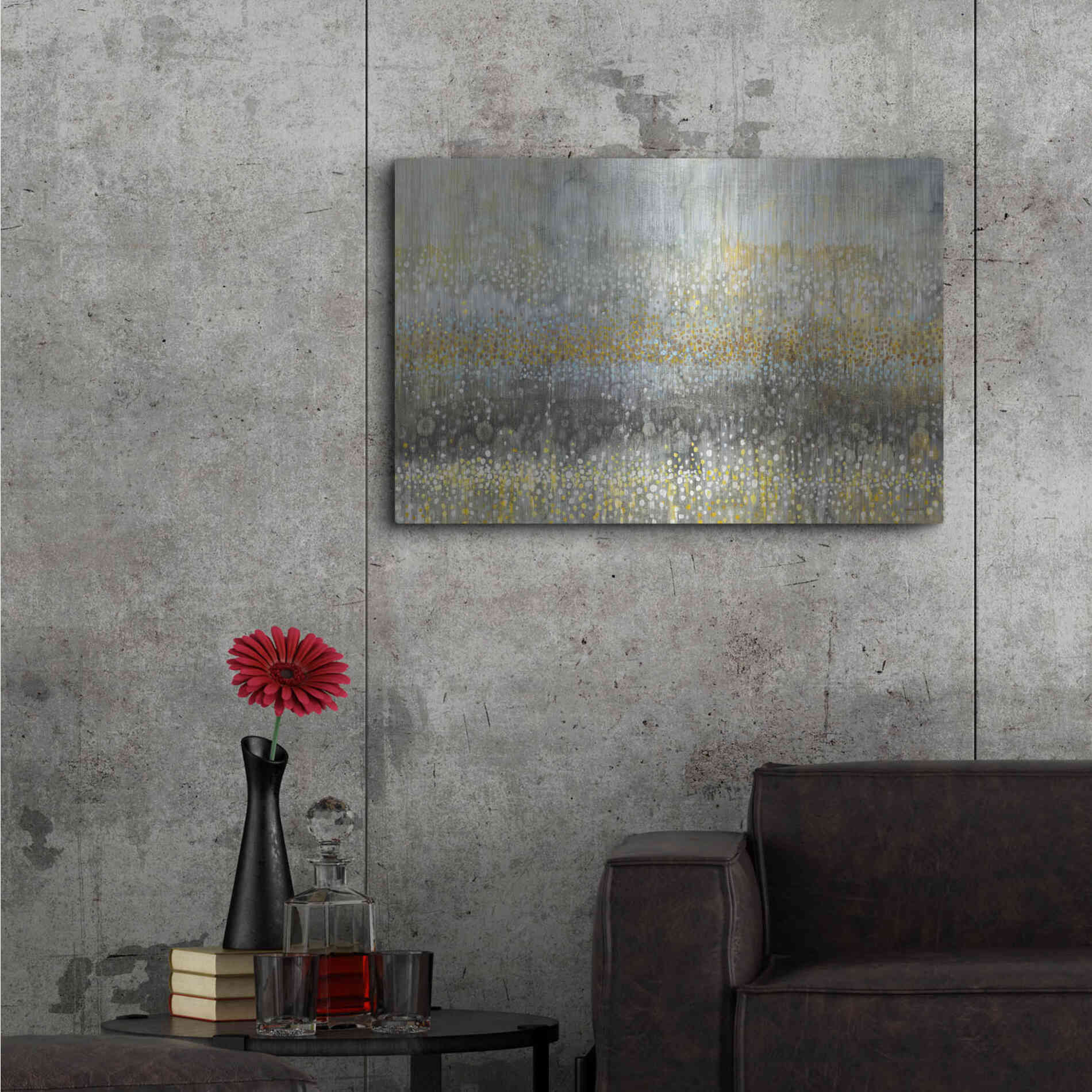 Luxe Metal Art 'Rain Abstract II Crop' by Danhui Nai, Metal Wall Art,36x24