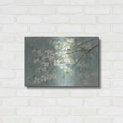 Luxe Metal Art 'Dogwood in Spring on Blue' by Danhui Nai, Metal Wall Art,24x16