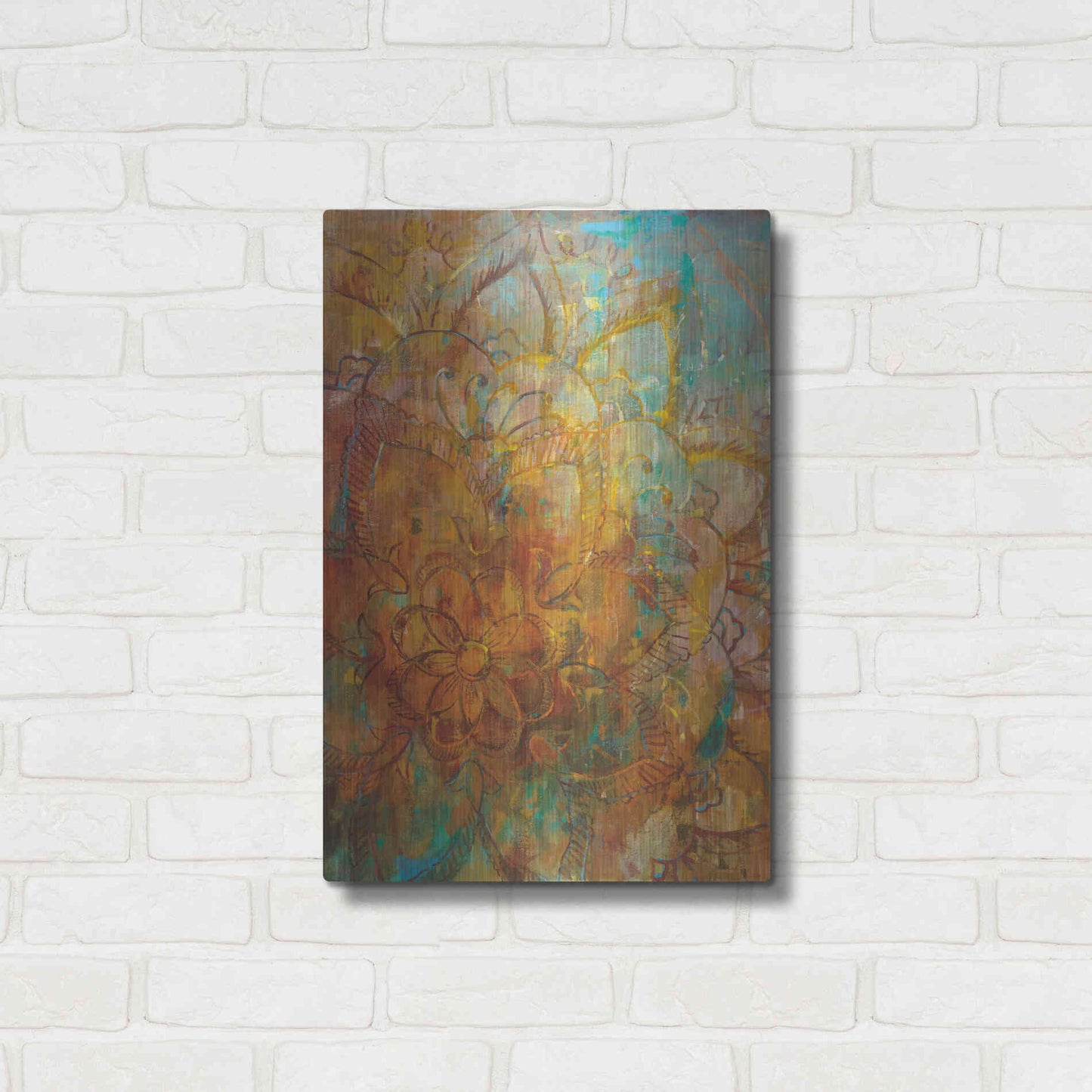 Luxe Metal Art 'Bohemian Abstract Bright' by Danhui Nai, Metal Wall Art,16x24