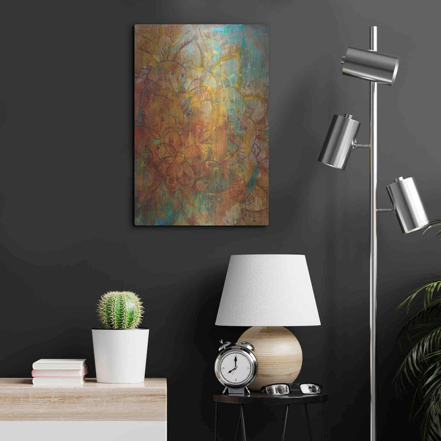 Luxe Metal Art 'Bohemian Abstract Bright' by Danhui Nai, Metal Wall Art,16x24