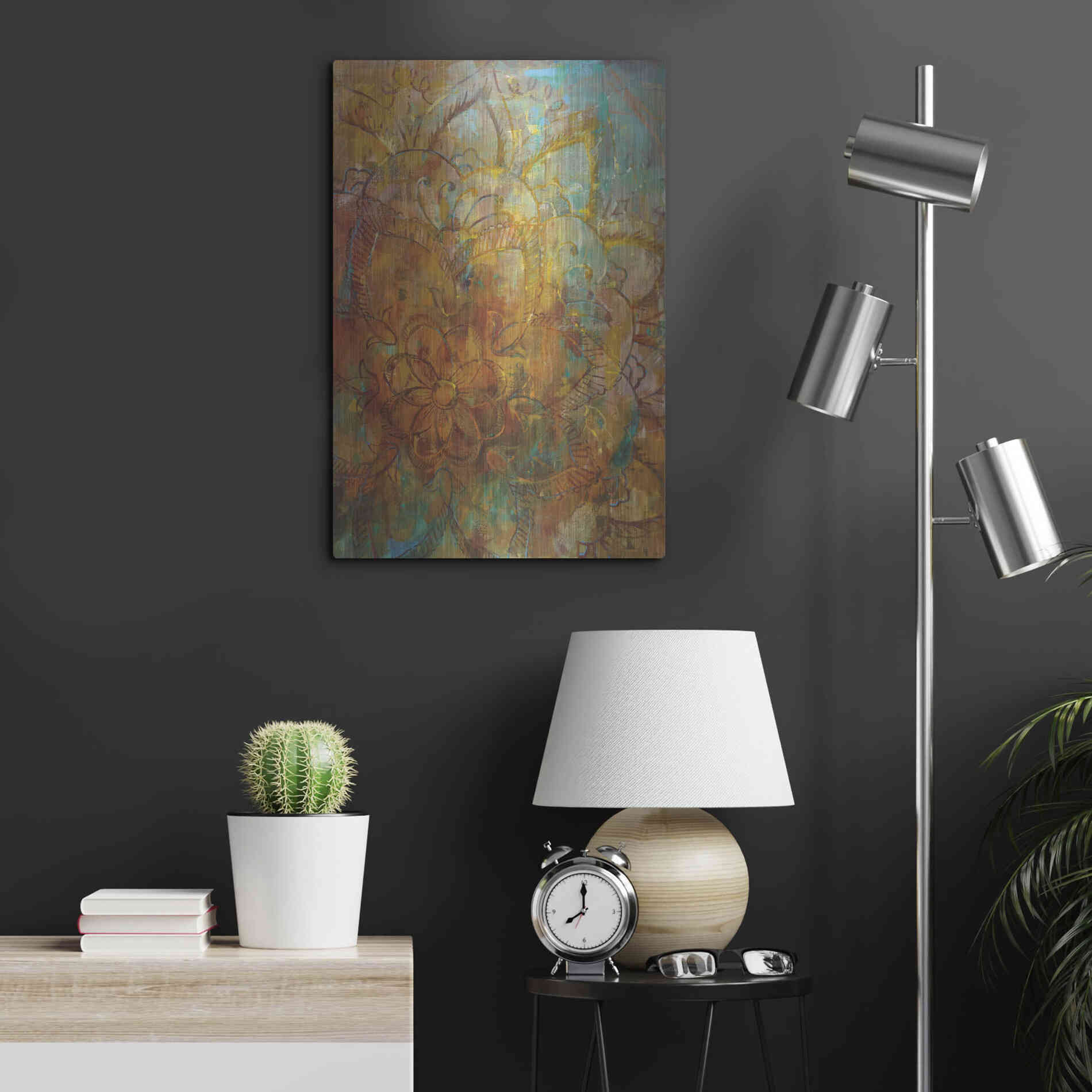 Luxe Metal Art 'Bohemian Abstract Bright' by Danhui Nai, Metal Wall Art,16x24