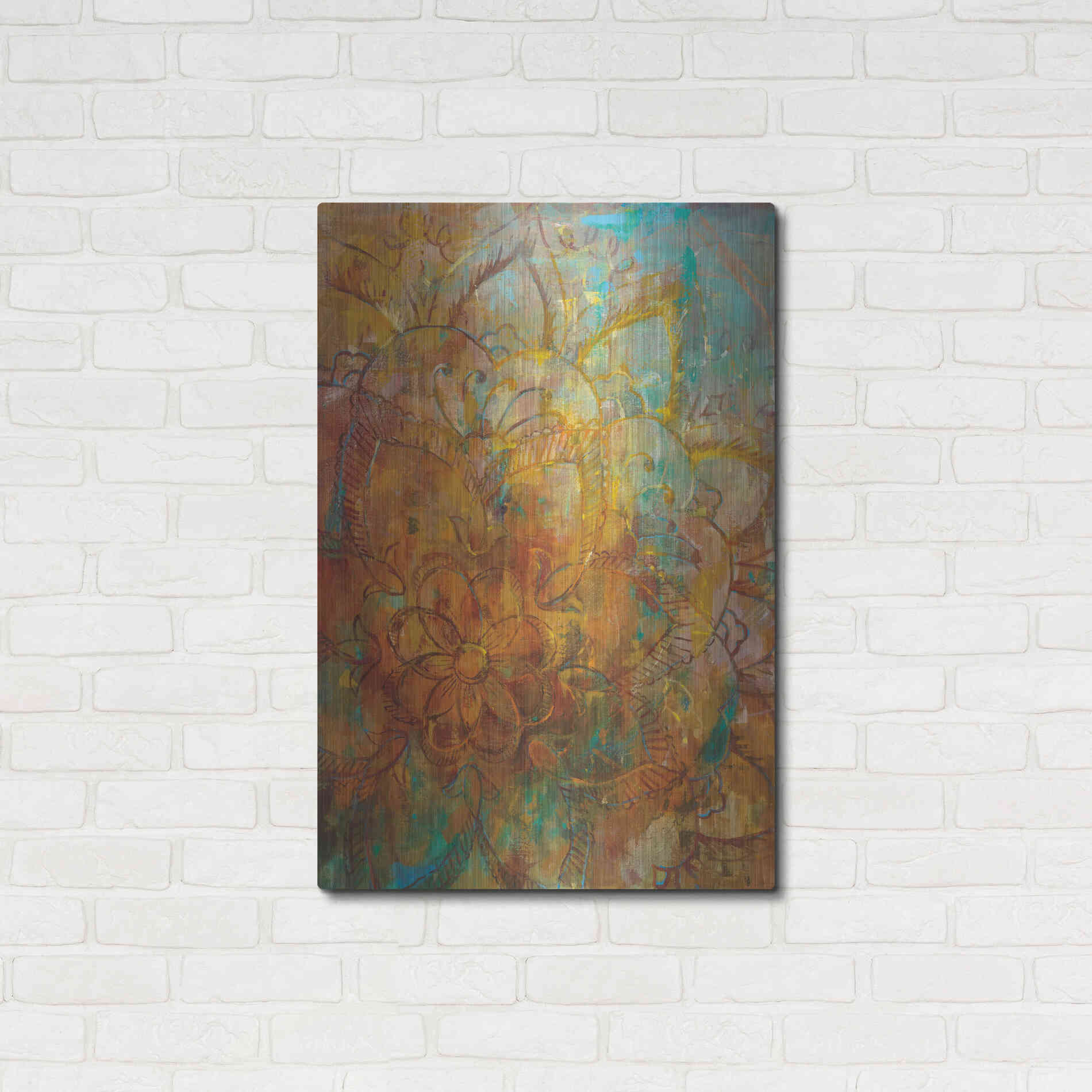 Luxe Metal Art 'Bohemian Abstract Bright' by Danhui Nai, Metal Wall Art,24x36