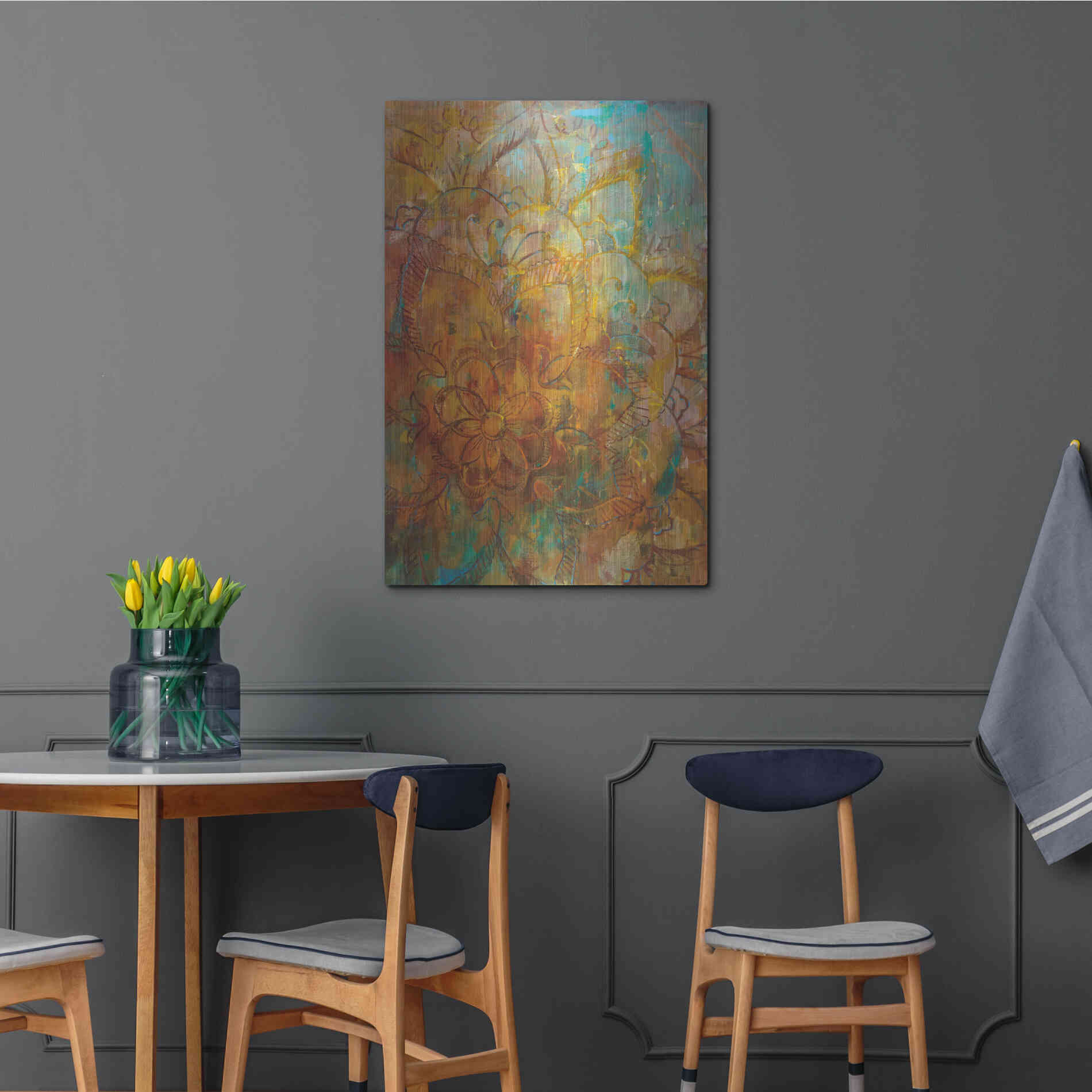 Luxe Metal Art 'Bohemian Abstract Bright' by Danhui Nai, Metal Wall Art,24x36