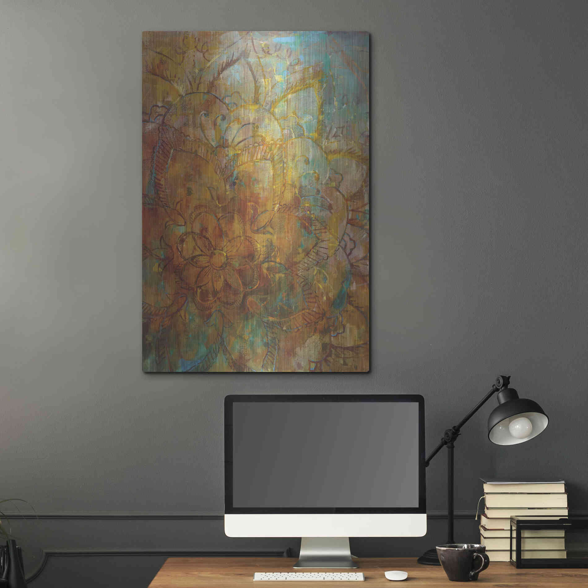 Luxe Metal Art 'Bohemian Abstract Bright' by Danhui Nai, Metal Wall Art,24x36