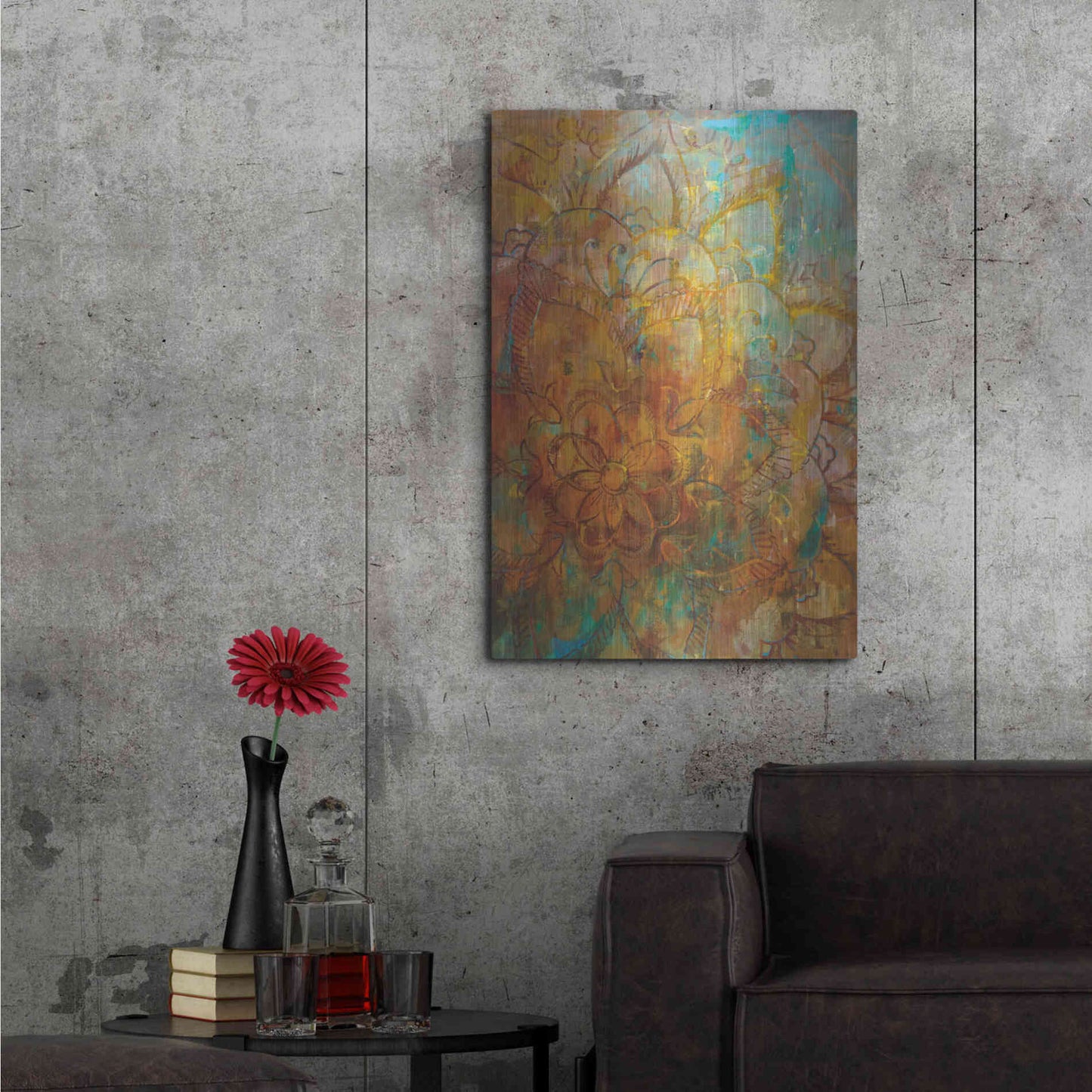 Luxe Metal Art 'Bohemian Abstract Bright' by Danhui Nai, Metal Wall Art,24x36