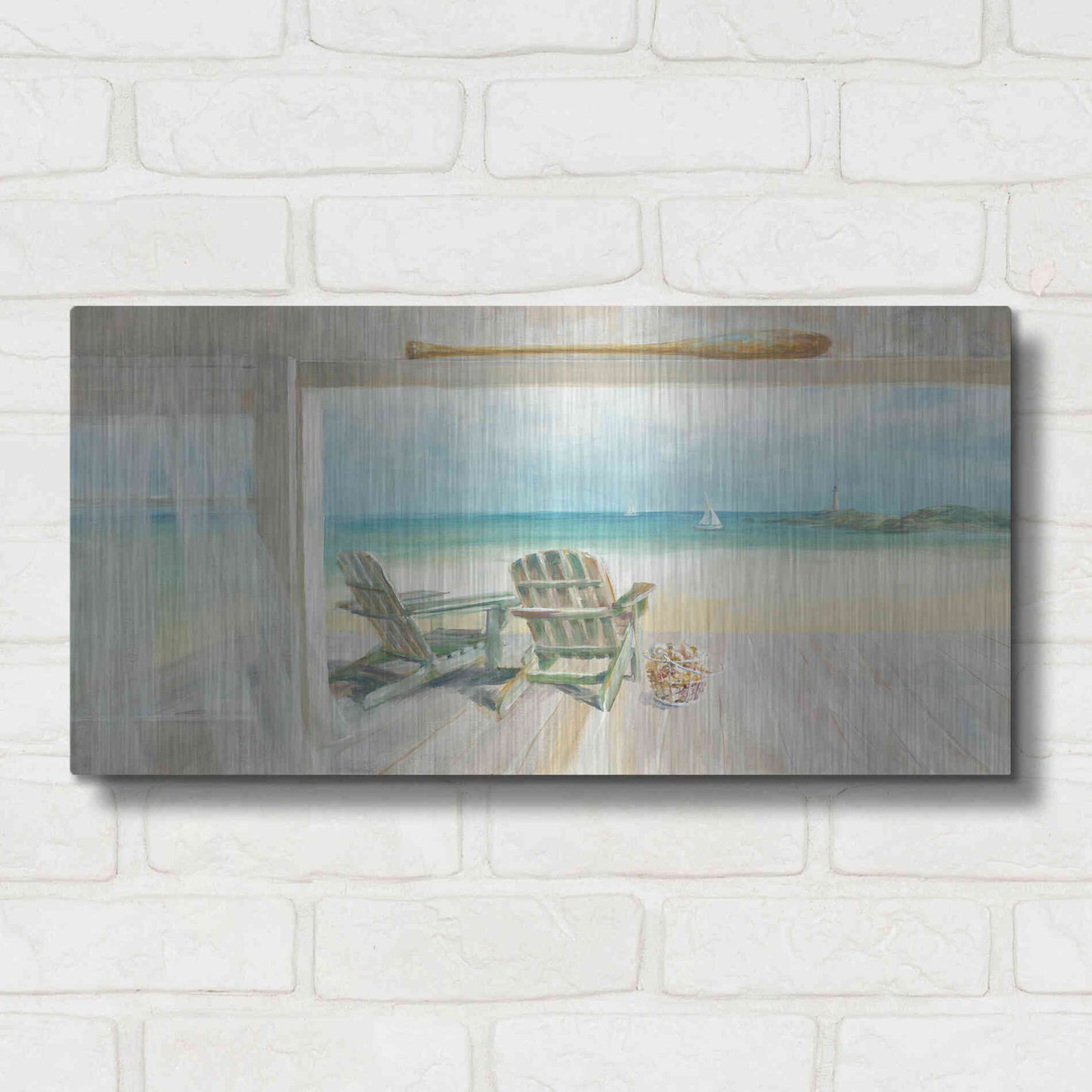 Luxe Metal Art 'Seaside Morning 2' by Danhui Nai, Metal Wall Art,24x12