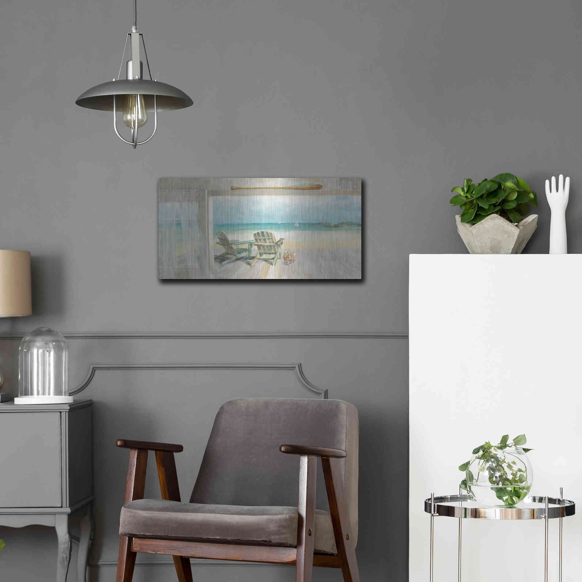 Luxe Metal Art 'Seaside Morning 2' by Danhui Nai, Metal Wall Art,24x12