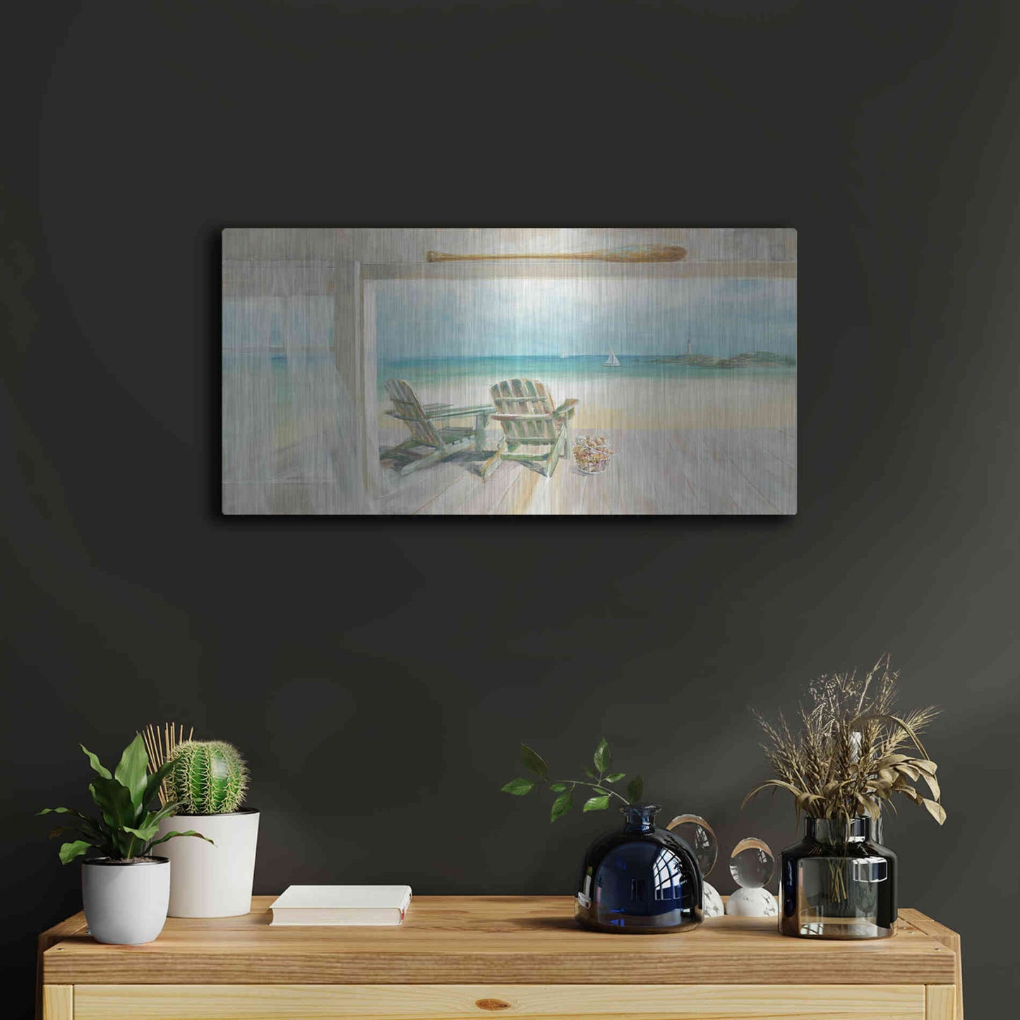 Luxe Metal Art 'Seaside Morning 2' by Danhui Nai, Metal Wall Art,24x12