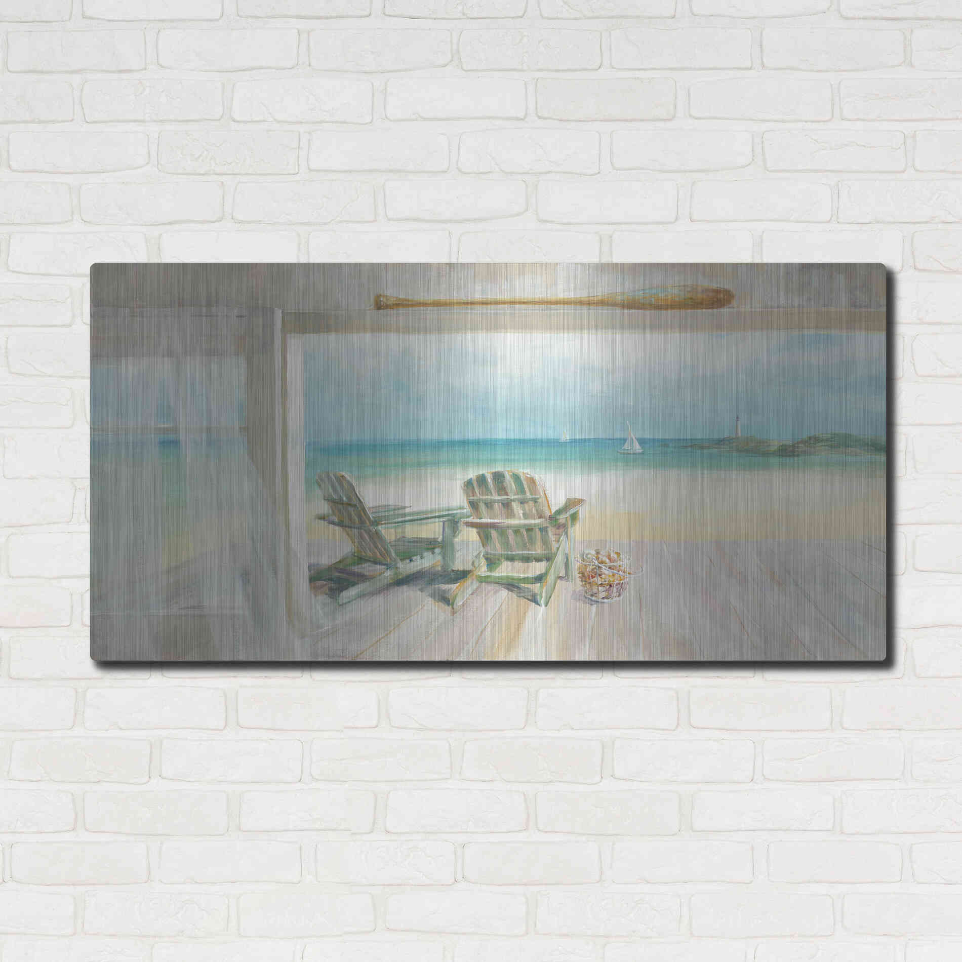 Luxe Metal Art 'Seaside Morning 2' by Danhui Nai, Metal Wall Art,48x24