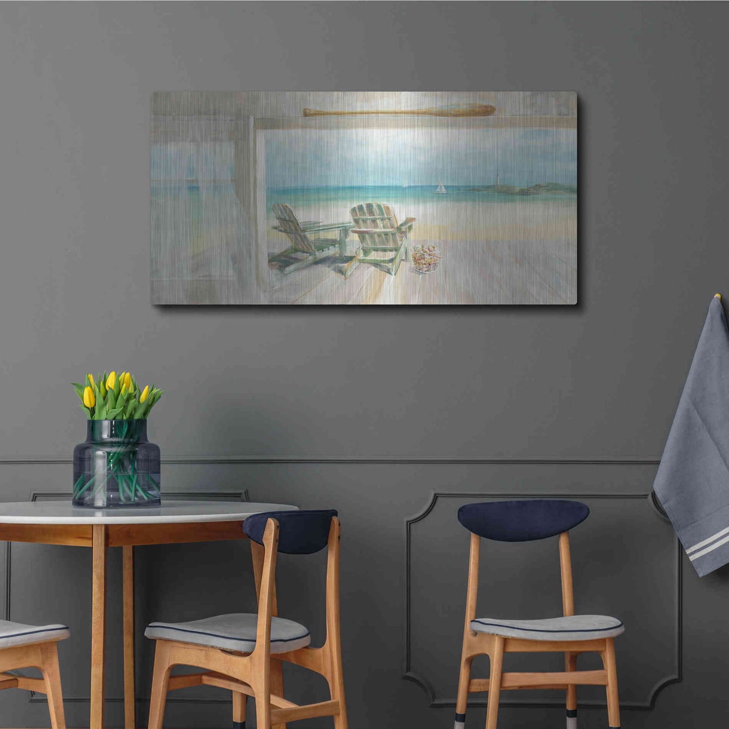 Luxe Metal Art 'Seaside Morning 2' by Danhui Nai, Metal Wall Art,48x24