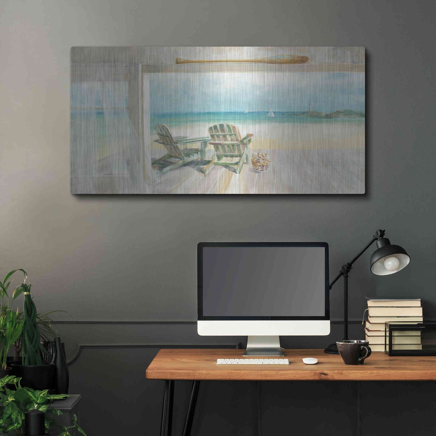 Luxe Metal Art 'Seaside Morning 2' by Danhui Nai, Metal Wall Art,48x24