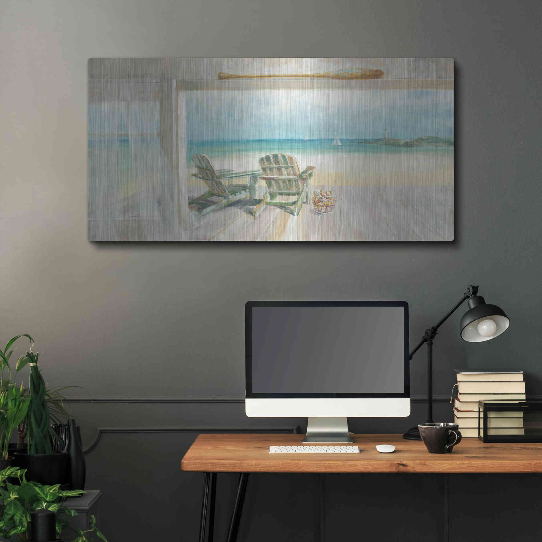 Luxe Metal Art 'Seaside Morning 2' by Danhui Nai, Metal Wall Art,48x24