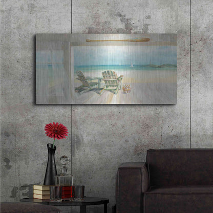 Luxe Metal Art 'Seaside Morning 2' by Danhui Nai, Metal Wall Art,48x24