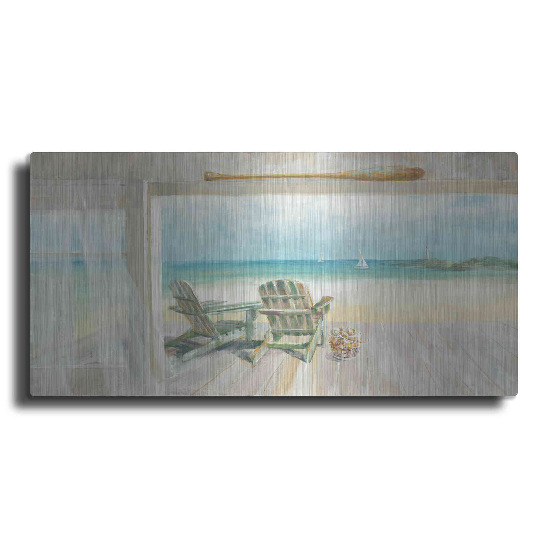 Luxe Metal Art 'Seaside Morning 2' by Danhui Nai, Metal Wall Art