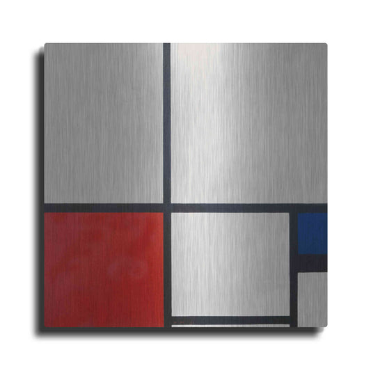 Luxe Metal Art 'Composition in White, Red and Blue' by Piet Mondrian, Metal Wall Art