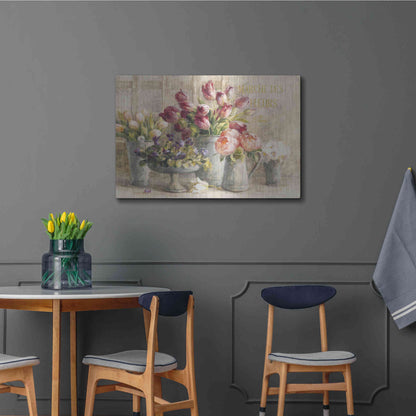 Luxe Metal Art 'Marche des Fleurs Blue Gold' by Danhui Nai, Metal Wall Art,36x24