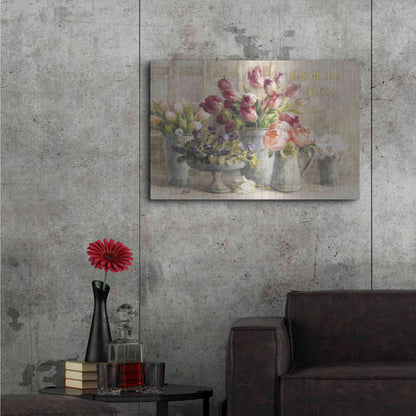 Luxe Metal Art 'Marche des Fleurs Blue Gold' by Danhui Nai, Metal Wall Art,36x24