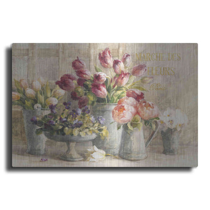 Luxe Metal Art 'Marche des Fleurs Blue Gold' by Danhui Nai, Metal Wall Art