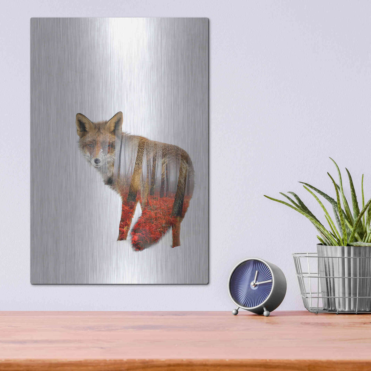 Luxe Metal Art 'Red fox' by Clean Nature, Metal Wall Art,12x16
