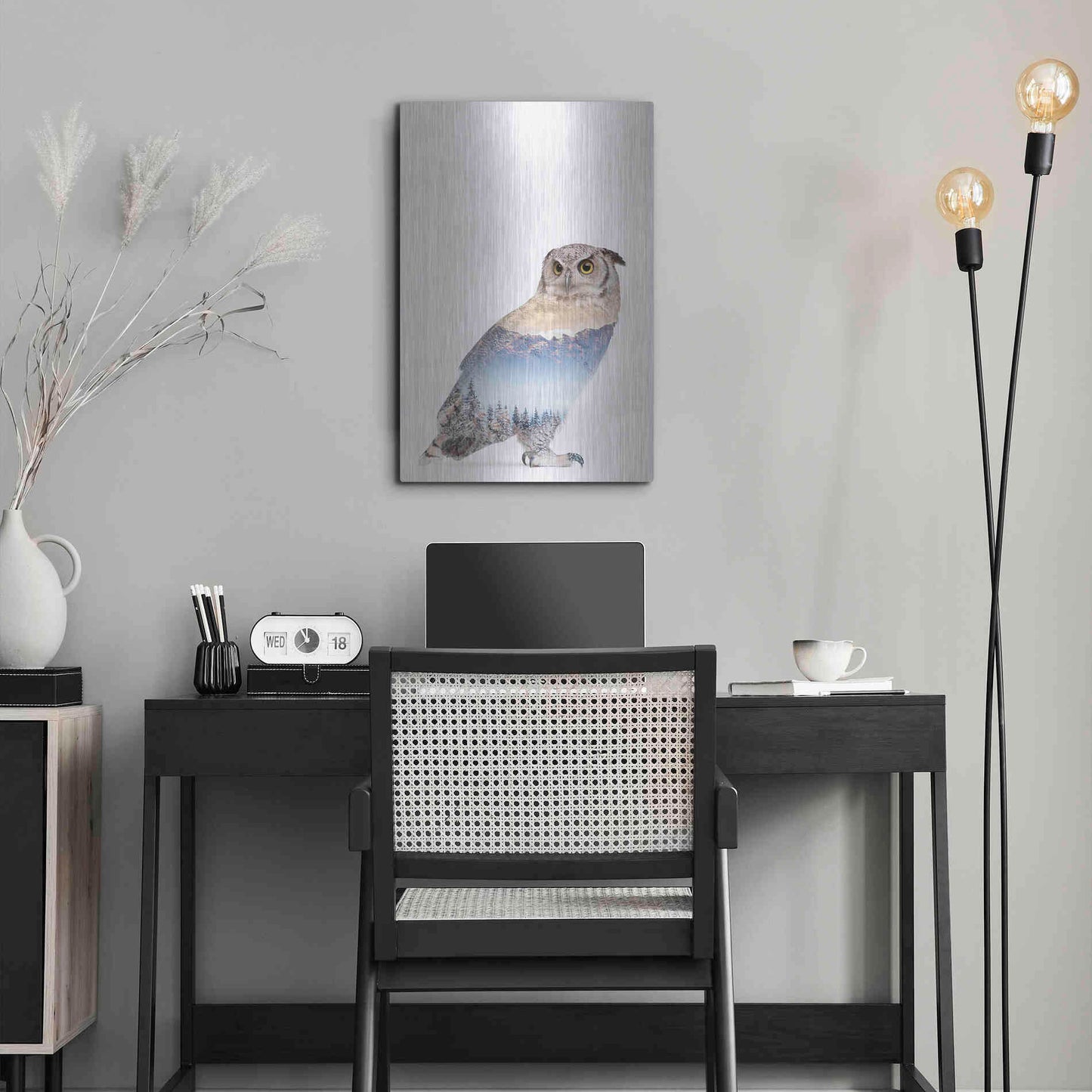 Luxe Metal Art 'Snow Owl I' by Clean Nature, Metal Wall Art,16x24