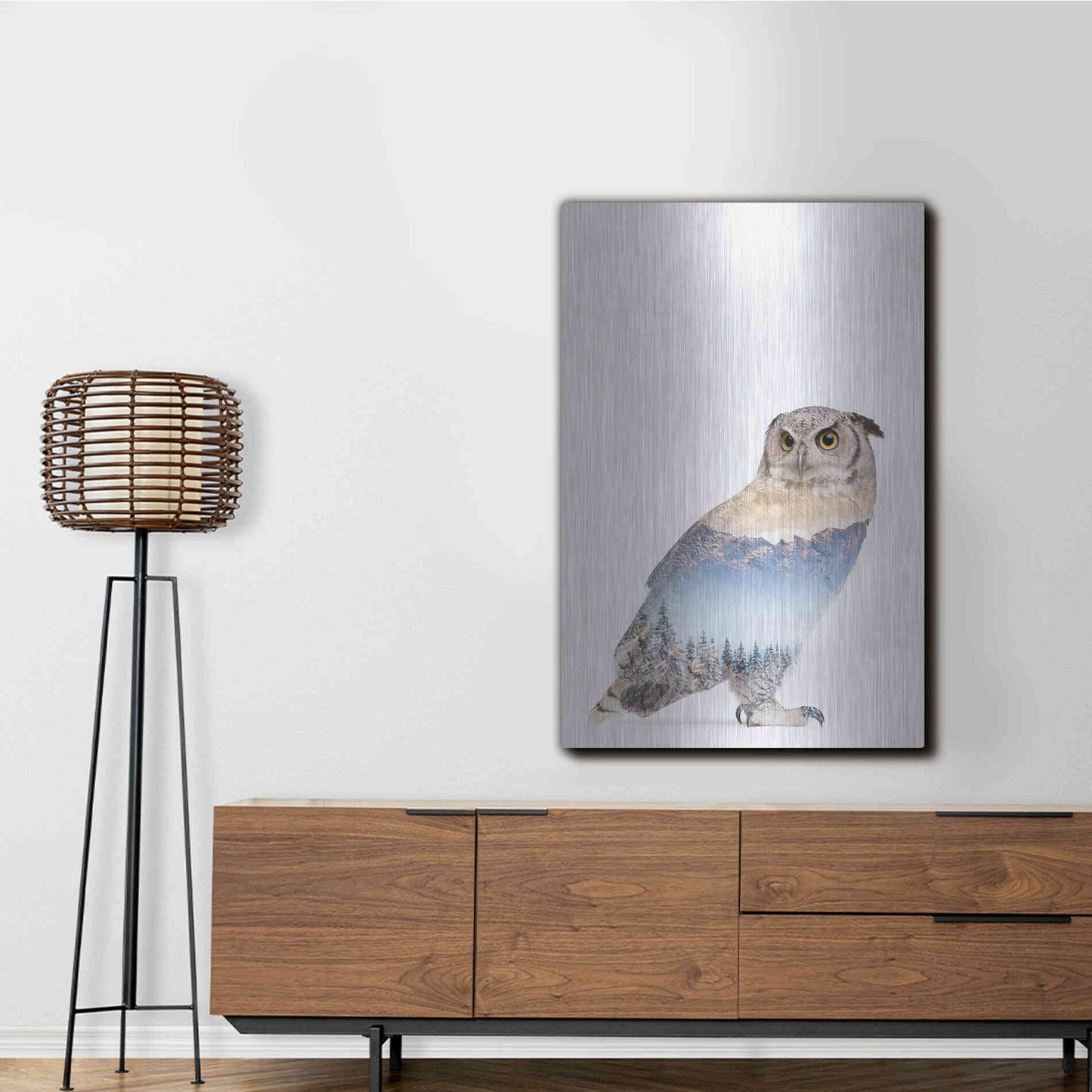 Luxe Metal Art 'Snow Owl I' by Clean Nature, Metal Wall Art,24x36