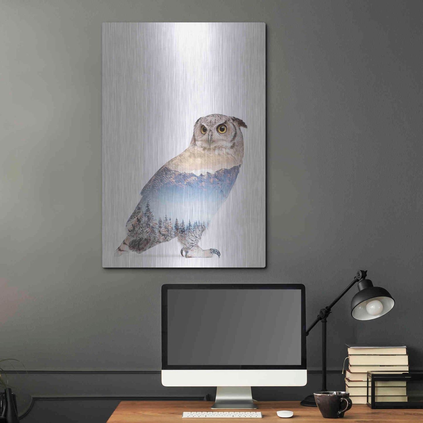 Luxe Metal Art 'Snow Owl I' by Clean Nature, Metal Wall Art,24x36