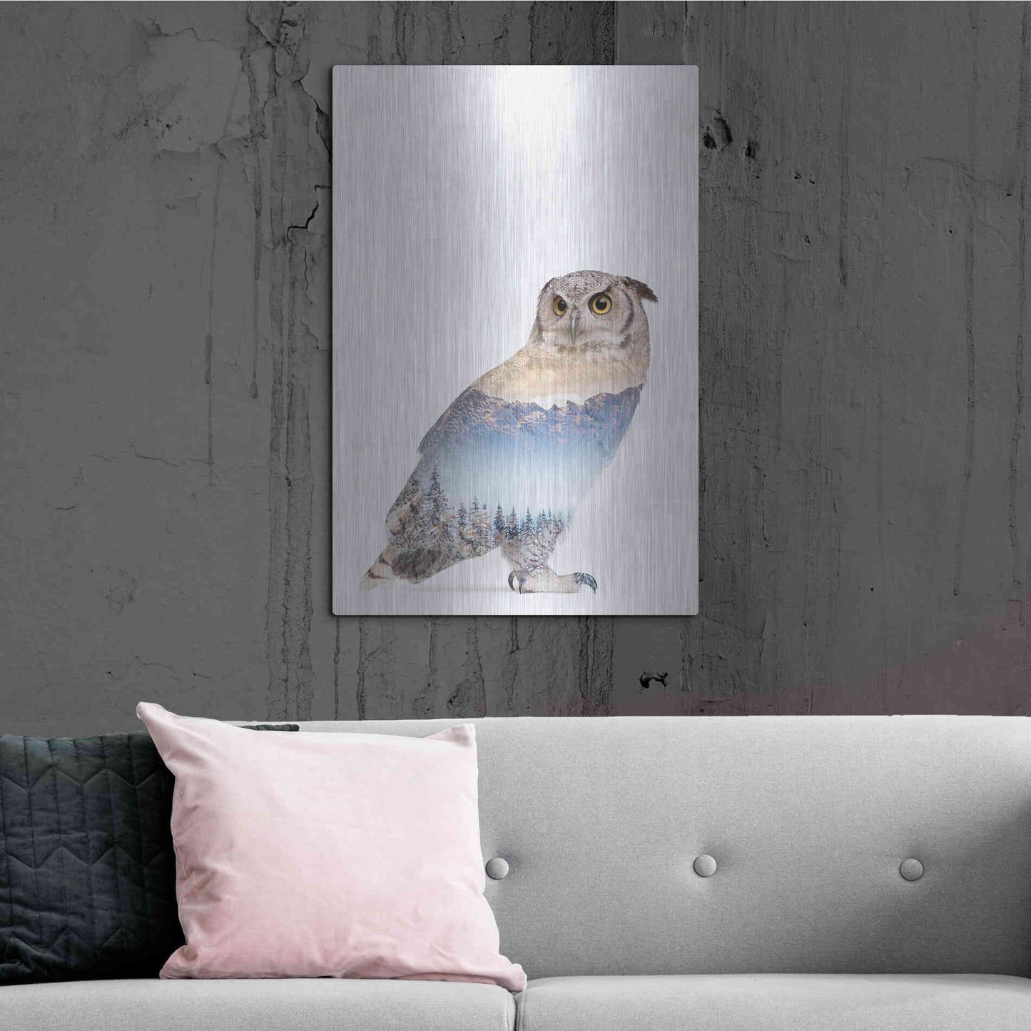 Luxe Metal Art 'Snow Owl I' by Clean Nature, Metal Wall Art,24x36