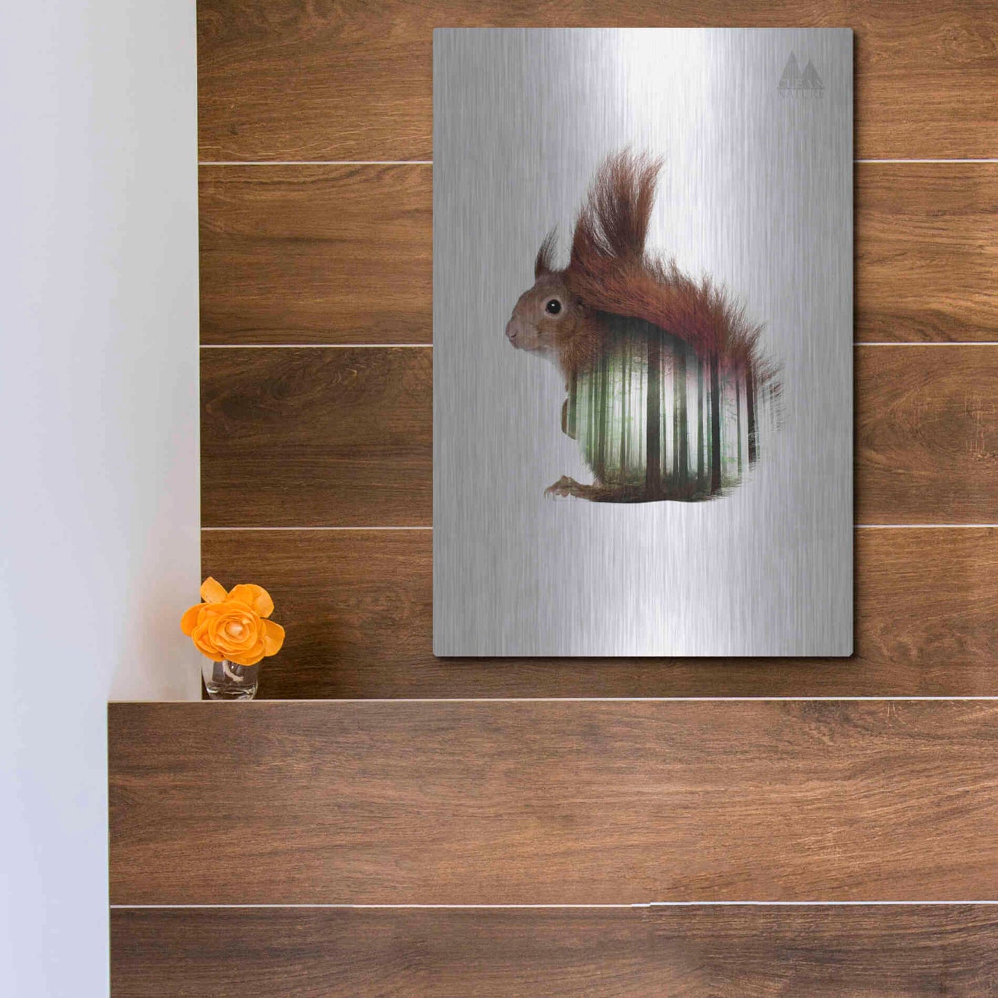 Luxe Metal Art 'Squirrel' by Clean Nature, Metal Wall Art,12x16