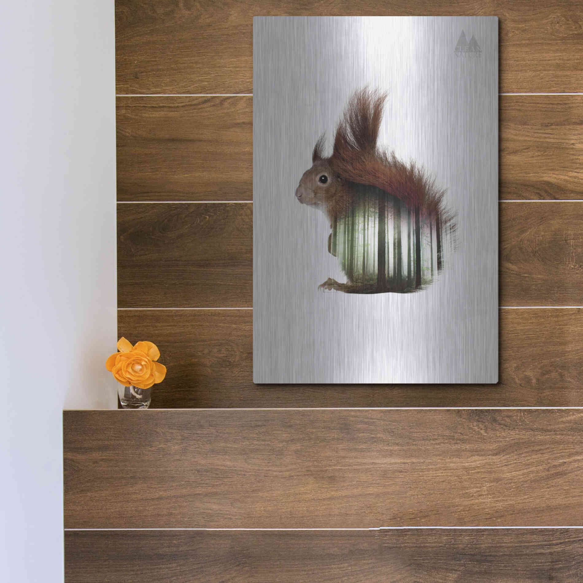 Luxe Metal Art 'Squirrel' by Clean Nature, Metal Wall Art,12x16