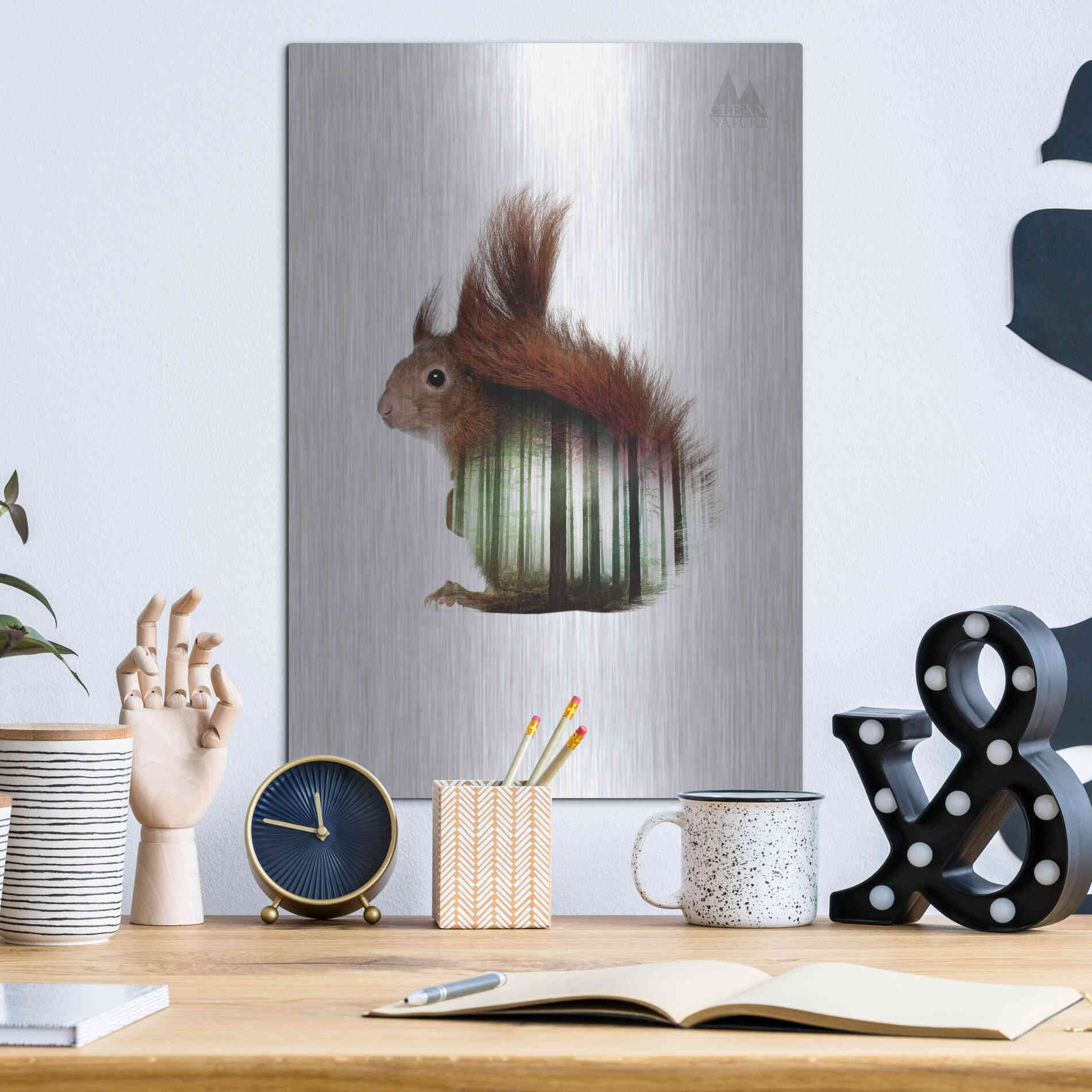 Luxe Metal Art 'Squirrel' by Clean Nature, Metal Wall Art,12x16