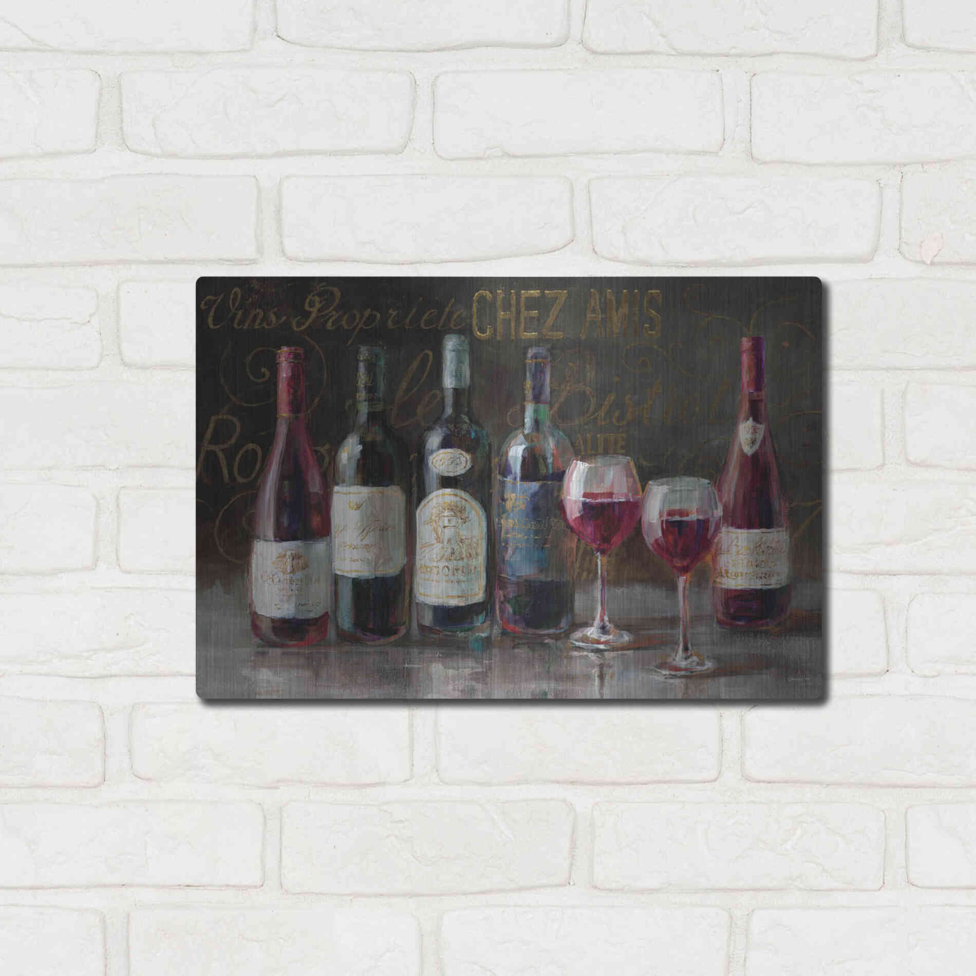 Luxe Metal Art 'Bistro Reds v.2 Crop' by Danhui Nai, Metal Wall Art,16x12