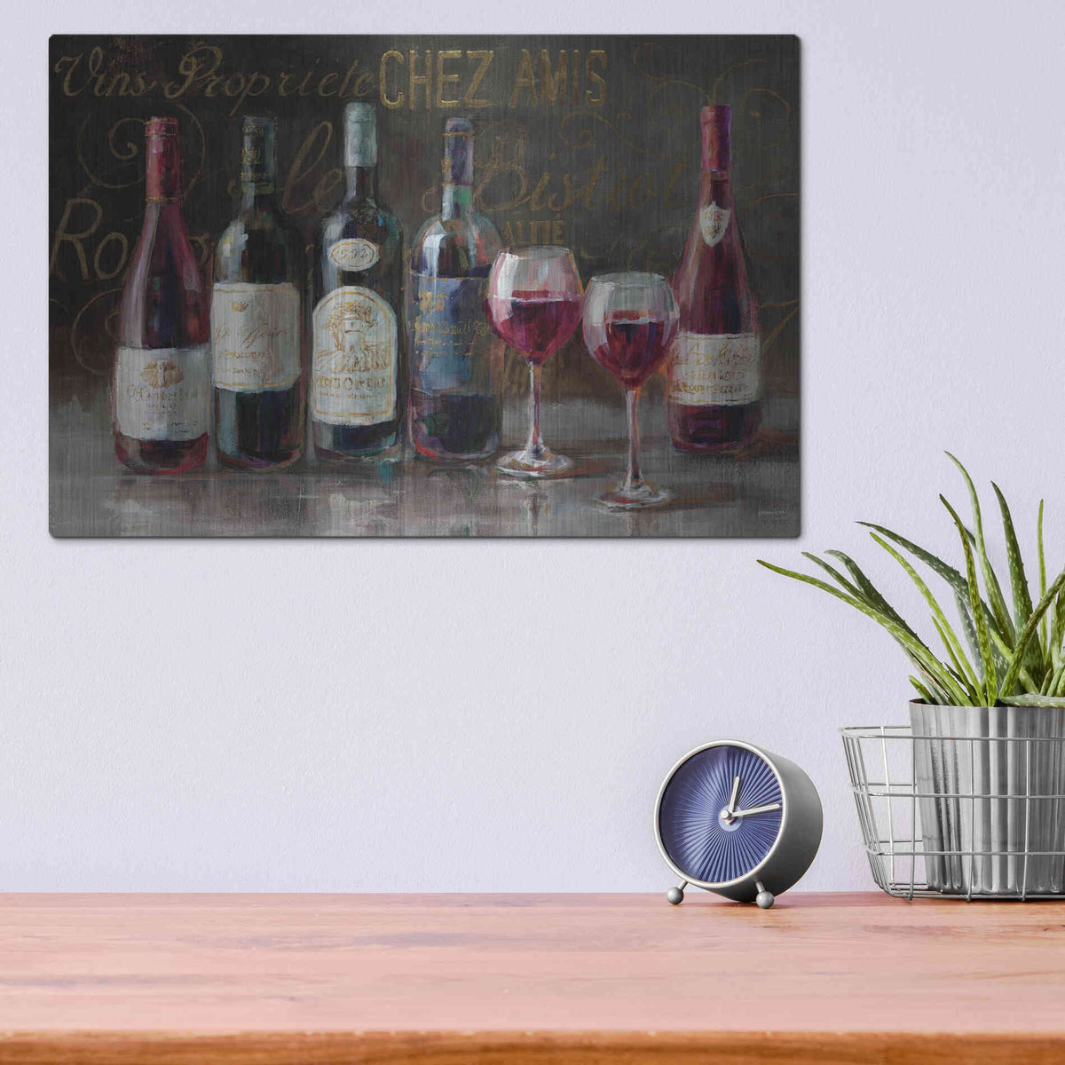 Luxe Metal Art 'Bistro Reds v.2 Crop' by Danhui Nai, Metal Wall Art,16x12